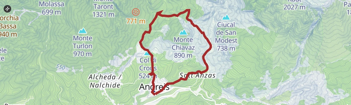 Route map: Sentiero del Mont Ciavac
